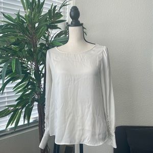 Express White Satin Long Sleeve Blouse Sz S